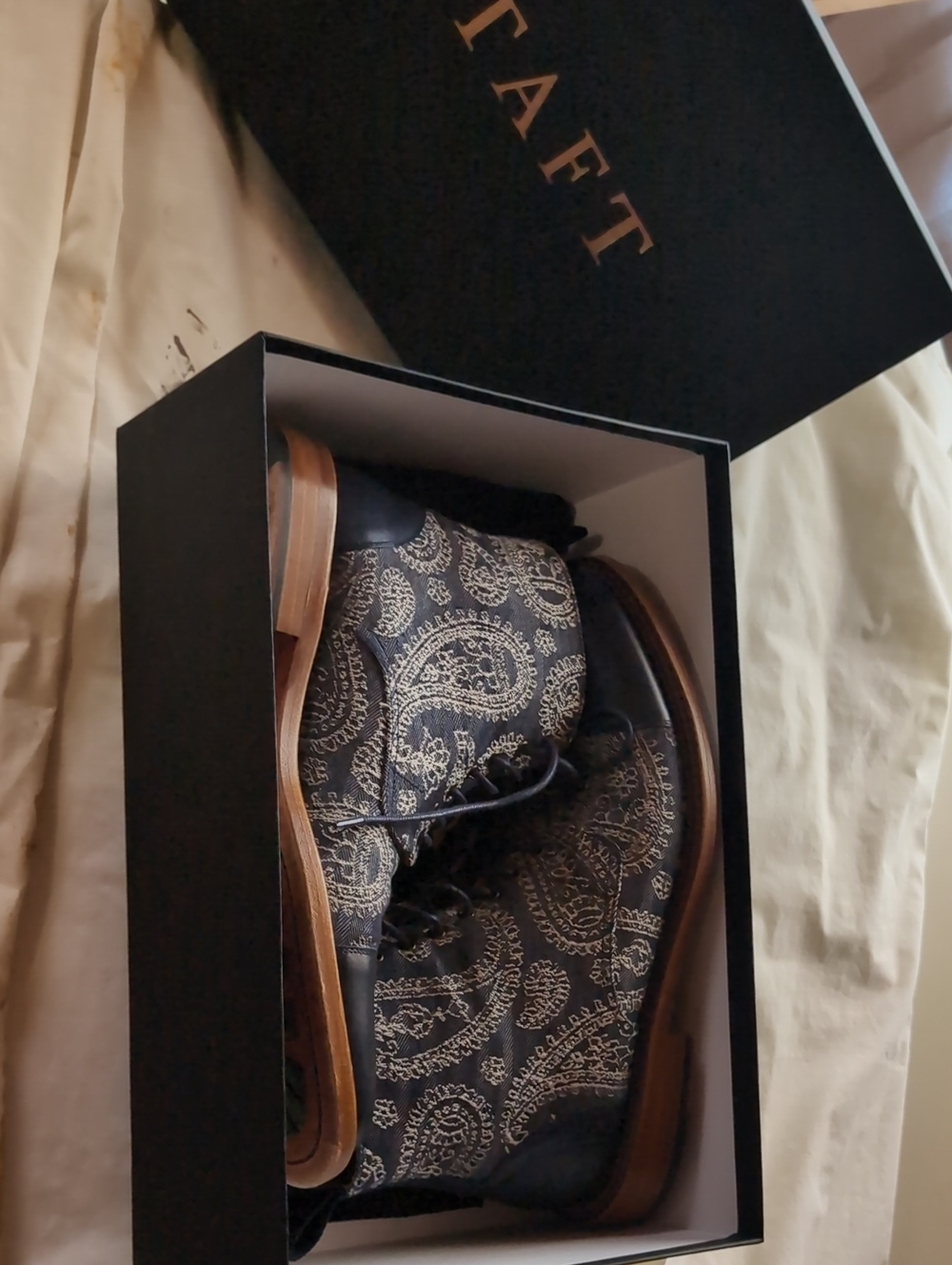 Taft Black Paisley Brogue Boots